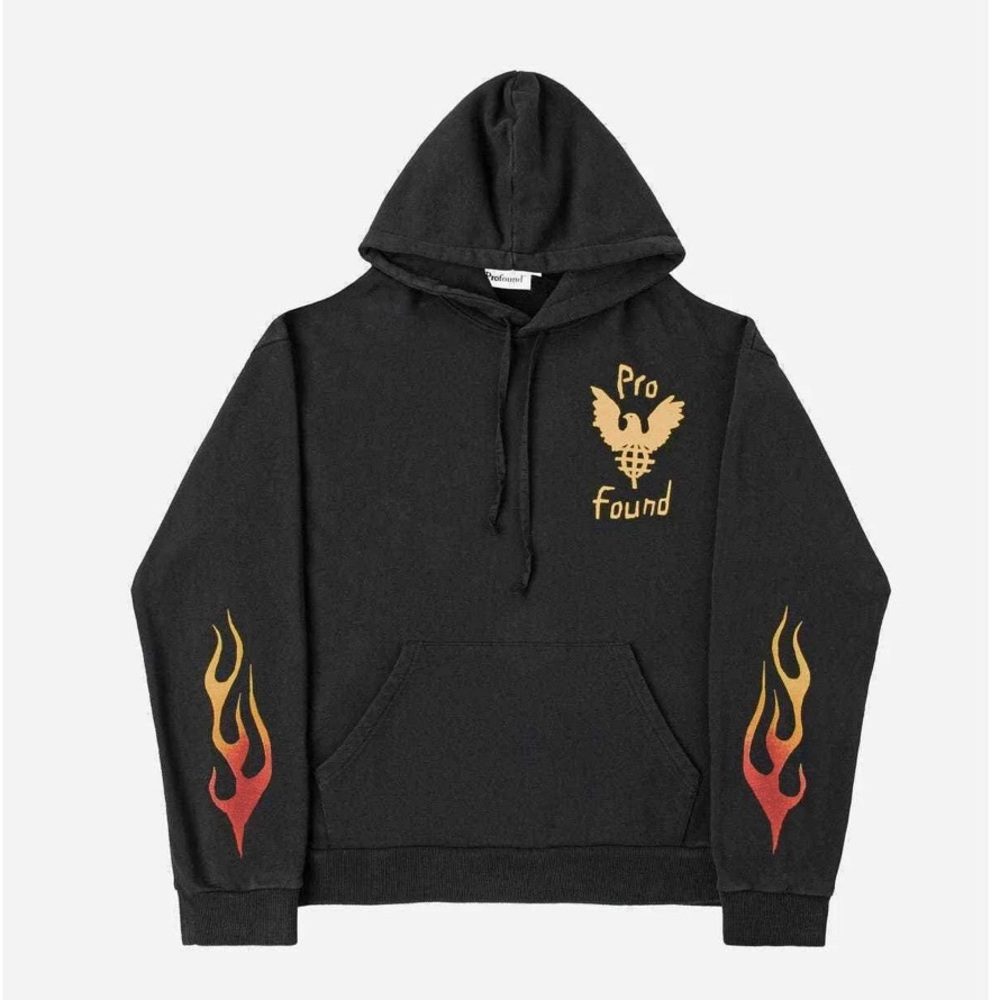 Profound Men’s Eagle Flame Vintage Hoodie 【Black】【M】